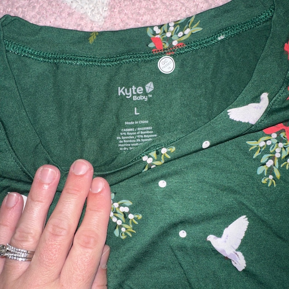 Kyte BABY Forest Green Top with Bird and Floral Design